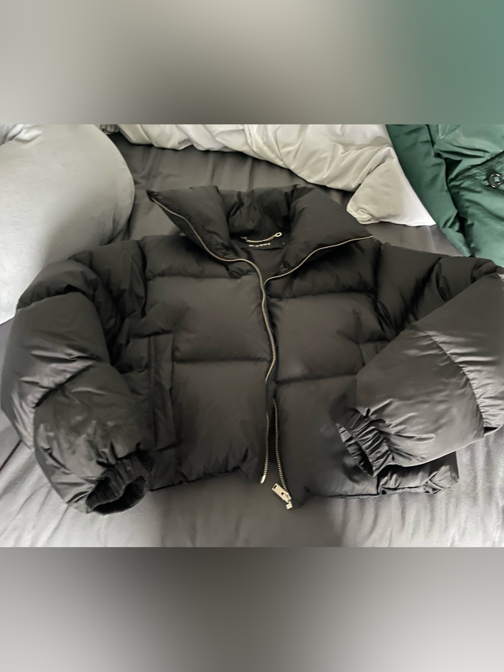 Cropped Black Puffer Jacket - Women's Insulated Puff Coat